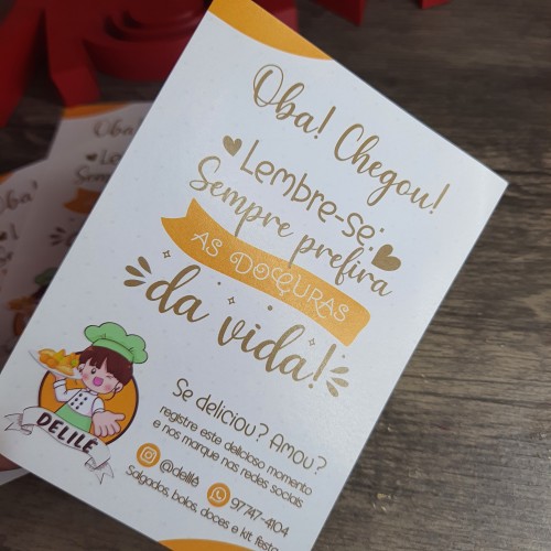 Agradecimento - Papel couchê 90g - 10x14cm - Apenas frente